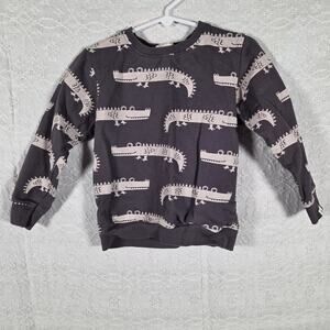 Turtledove London Boys 4-5Y Organic Cotton Crocodile Print Sweatshirt Gray